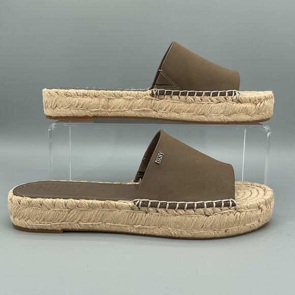 NEW DKNY Women’s Camillo Slip-on Espadrille Platform Slide Sandals Brown Sz 10M - Picture 1 of 10